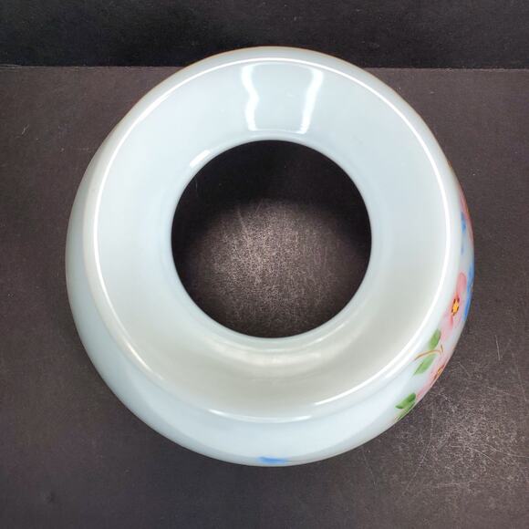 GWTW Hand Painted Floral Hurricane Lamp Shade Milk Glass Porcelain Vtg Cottage - Picture 6 of 11